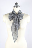 Cotton Silk Skinny Scarf, Black and Light Gray Skinny Scarf, Leopard Print Skinny Scarf