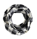 Women Buffalo Plaid Infinity Scarf Black and White (Ivory White), 100% Cotton Flannel Infinity Scarf