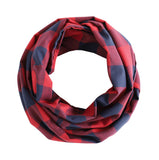 Women Buffalo Plaid Infinity Scarf Red and Navy Blue, 100% Cotton Flannel Infinity Scarf