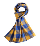 Women Buffalo Plaid Infinity Scarf Yellow and Blue, 100% Cotton Flannel Infinity Scarf