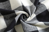 Women Buffalo Plaid Infinity Scarf Black and White (Ivory White), 100% Cotton Flannel Infinity Scarf