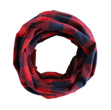 Women Buffalo Plaid Infinity Scarf Red and Navy Blue, 100% Cotton Flannel Infinity Scarf