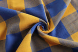 Women Buffalo Plaid Infinity Scarf Yellow and Blue, 100% Cotton Flannel Infinity Scarf
