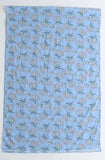 Light Blue Cotton Blend Scarf, Lightweight Cotton Blend Floral Scarf, Mother's Day Gift