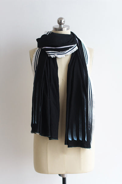 Hand Painted Lightwieght Cotton Scarves Black