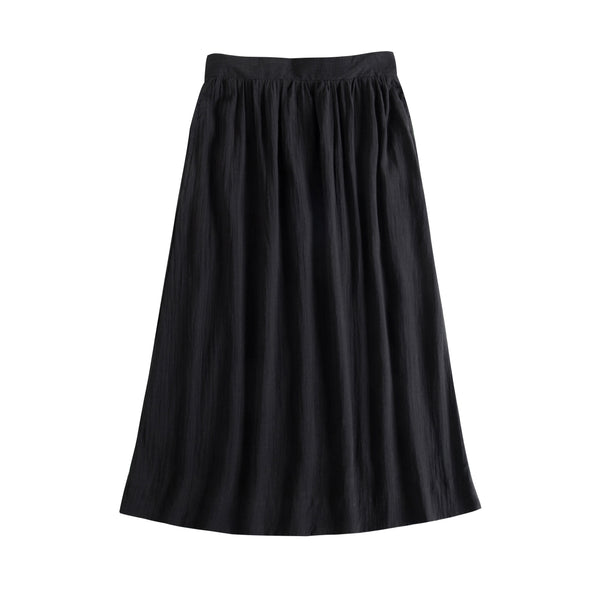 Linen Blend A Line Midi Skirt, A Minimalist Black Midi Skirt