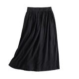 Linen Blend A Line Midi Skirt, A Minimalist Black Midi Skirt