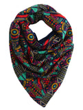 Tribal Scarf, Multicolored Winter Scarves, Double Layered Scarves, Jersey/Cotton Scarves