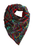 Tribal Scarf, Multi-colored Winter Scarf, Double Layered Scarf, Jersey/Cotton Scarf