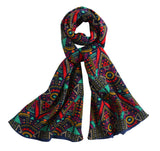 Tribal Scarf, Multicolored Winter Scarves, Double Layered Scarves, Jersey/Cotton Scarves