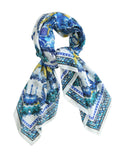 Cotton Silk Oversized Square Scarf Shawl Wrap, Greek God Poseidon Scarf