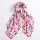 Women Cotton Large Square Scarf Wrap Shawl, Floral Print Cotton Square Scarf, Mother's Day Gift