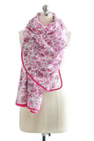 Floral Cotton Scarf, Premium Cotton Oblong Scarf, Pink Floral Cotton Scarf, Mother's Day Gift