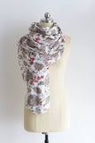 Lightweight Cotton Floral Scarves, Beaded Scarves, Embellished Scarves, Ivory White Cotton Scarves, Spring/Summer Scarves, Mother's day gift