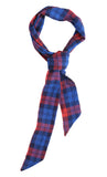 Plaid Skinny Scarf, 100% Cotton Skinny Scarf, Blue Red Plaid Skinny Scarf