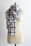 Unisex Gingham Plaid Scarf, 100% Cotton Gingham Plaid Scarf, Brown Gingham Plaid Scarf