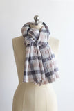 Unisex Gingham Plaid Scarf, 100% Cotton Gingham Plaid Scarf, Brown Gingham Plaid Scarf