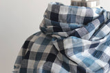 Unisex Gingham Plaid Scarf, 100% Cotton Gingham Plaid Scarf, Blue Gingham Plaid Scarf