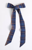 Plaid Skinny Scarf, 100% Cotton Skinny Scarf, Navy Blue Gold Plaid Skinny Scarf