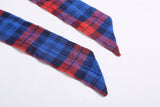 Plaid Skinny Scarf, 100% Cotton Skinny Scarf, Blue Red Plaid Skinny Scarf