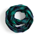 Plaid Infinity Scarf, 100% Cotton Flannel Plaid Infinity Scarf, Green/Night blue Plaid Flannel Infinity Scarf, Winter Infinity Scarf