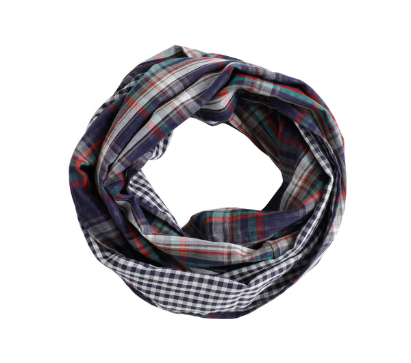 Plaid Infinity Scarf, 100% Cotton Infinity Scarf, Double Sided Infinity Scarf