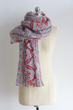 Women 100% Ramie (Similar to Linen) Oblong Tribal Print Scarf, Spring Summer Scarf