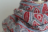 Women 100% Ramie (Similar to Linen) Oblong Tribal Print Scarf, Spring Summer Scarf