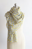 Yellow Floral Cotton Scarf, White Daisey Cotton Scarf, Spring Scarf