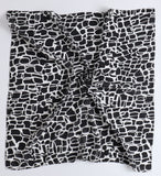 Silk Blend Neckerchief scarf, Women's Neckerchief, Silk Cotton Neck Scarf,Black White Abstract Print Scarf