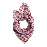 Silk Blend Neckerchief scarf, Women's Neckerchief, Silk Cotton Neck Scarf, Leopard Print Scarf, Pink Silk Blend Scarf