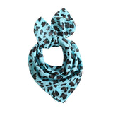 Silk Blend Neckerchief scarf, Women's Neckerchief, Silk Cotton Neck Scarf, Leopard Print Scarf, Blue Silk Blend Scarf