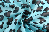 Silk Blend Neckerchief scarf, Women's Neckerchief, Silk Cotton Neck Scarf, Leopard Print Scarf, Blue Silk Blend Scarf