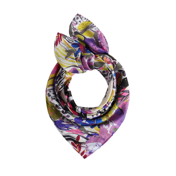 Silk Blend Neckerchief scarf, Women's Neckerchief, Silk Cotton Neck Scarf, Multicolor Silk Cotton Small Square Scarf