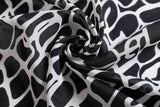 Silk Blend Neckerchief scarf, Women's Neckerchief, Silk Cotton Neck Scarf,Black White Abstract Print Scarf