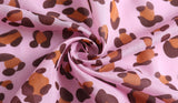 Silk Blend Neckerchief scarf, Women's Neckerchief, Silk Cotton Neck Scarf, Leopard Print Scarf, Pink Silk Blend Scarf