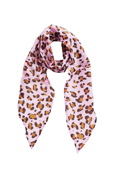 Silk Blend Skinny scarf, Leopard Print Skinny Scarf, Multicolor Skinny Scarf, Pink Skinny Scarf