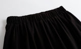 Cotton Midi Skirt, Minimalist Black Midi Skirt with Pockets, High-Waist A Line Flared Midi Skirt, Half Elastic Waist Cotton Knit Skirt