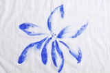 Hand Painted Lightweight White Cotton Scarf, Azure Flower Paint Scarf, Mother's Day Gift